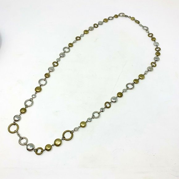 Premier Designs "Sense of Style" Necklace Silver & Gold Tones 40" Perfect 16420 - Picture 4 of 8